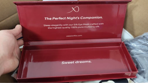 Custom 22momme 6A Grade Silk Eye Mask for US Film Brand PASSIONFLIX