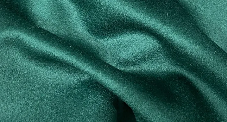Forest green silk wool fabric swatch
