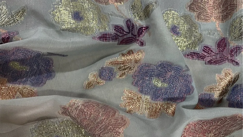 Embroidered Silk Chiffon Fabric