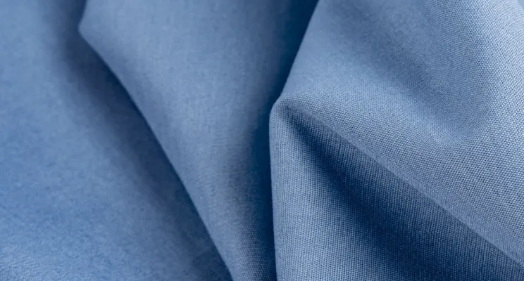 Blue silk cotton fabric swatch in rich tone