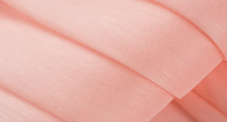 Blush pink silk linen fabric with soft tone