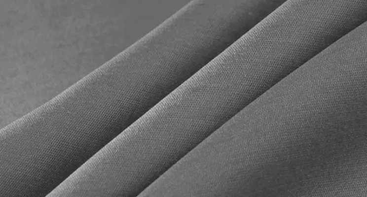 Charcoal silk wool fabric swatch with refined tone