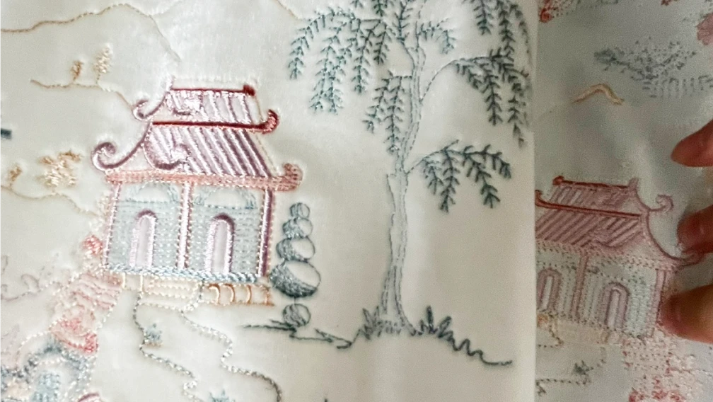 Embroidered Silk Velvet Fabric